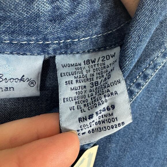 Bobbie Brooks NWT Vtg Floral Garden Embroidered Short Sleeve Jean Shirt 18W 20W - Picture 5 of 6